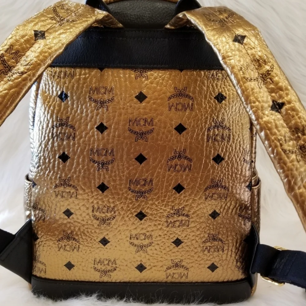 MCM Gold Coated Canvas Backpack - Picture 2 of 8